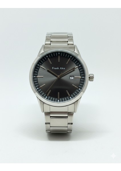 Erkek Kol Saati Gümüş Renk, Gri Kadran - Şık Metal Kordon, 2 Yıl Garantili