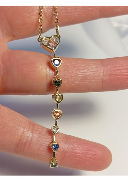 Renkli Zirkon Taş Detaylı Element Çelik Kolye fiyatları