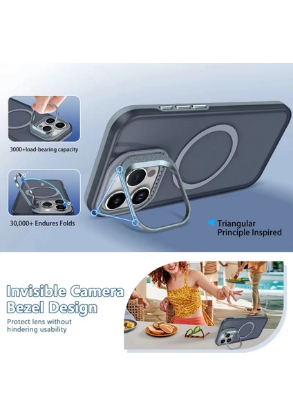 Iphone 17 Pro Max Uyumlu Standlı Lens Koruma Hediyeli Magsafe Maksimum Koruma Armor Kılıf - Turuncu fiyatları