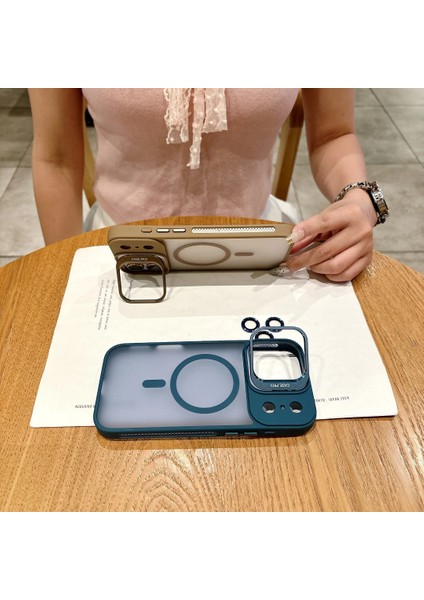 Iphone 17 Pro Max Uyumlu Standlı Lens Koruma Hediyeli Magsafe Maksimum Koruma Armor Kılıf - Turuncu modelleri