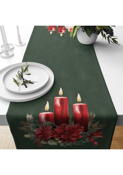 Dijital Baskılı Runner - Yılbaşı / Christmas Desenli - 140X40 cm