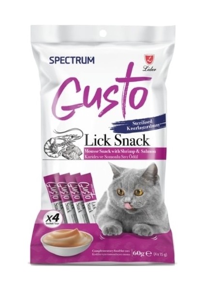 Gusto Karidesli ve Somonlu Kısırlaştırılmış Sıvı Kedi Ödül Maması