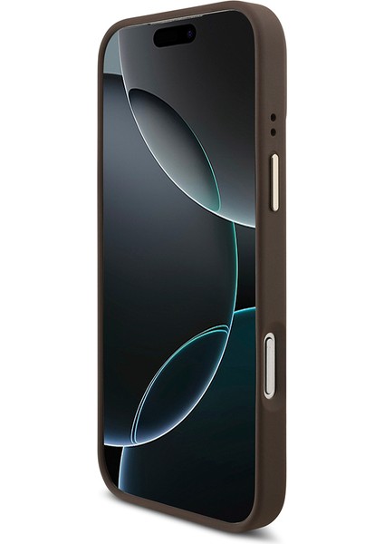 iPhone 17 Pro Max Uyumlu Kılıf Guess Lisanslı M-Safeli 4g Metal Büyük Logolu Kartlıklı Kahverengi