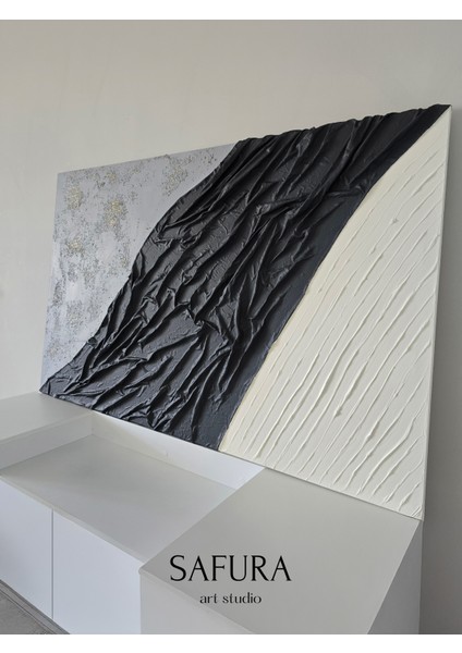 Dokulu Tablo – El Yapımı 3 Boyutlu Alçı Minimalist Dekor, Modern Iskandinav Duvar Sanatı (Akış No:2) fiyatları