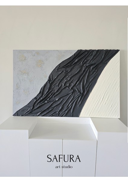 Dokulu Tablo – El Yapımı 3 Boyutlu Alçı Minimalist Dekor, Modern Iskandinav Duvar Sanatı (Akış No:2) fırsatları