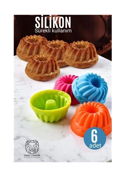 Silikon Göbekli Muffin Cupcake Kalıbı - Sürekli Kullanım Muffin Kek Kalıbı 6 Adet fiyatları