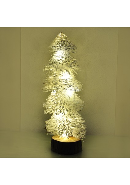 30 cm Işıklı Simli Dekoratif Beyaz Çam Ağacı modelleri