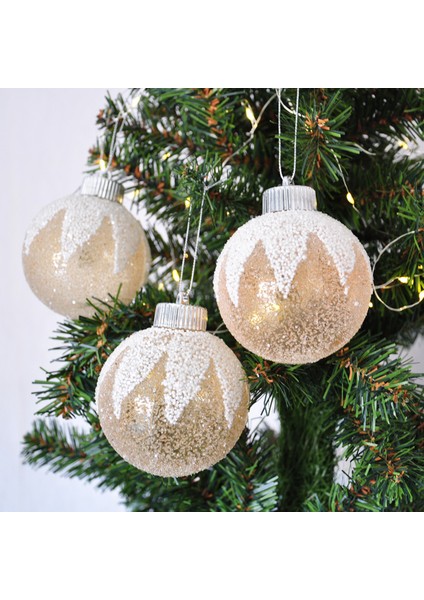 8 cm Yılbaşı Ağaç Süsleme Topu 3lü Pvc Kutu Gold