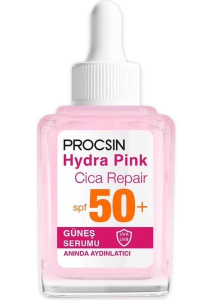 Procsın Hydra Pink SP50+ Bariyer Güçlendirici Cam Cilt Güneş Serumu 30 ml