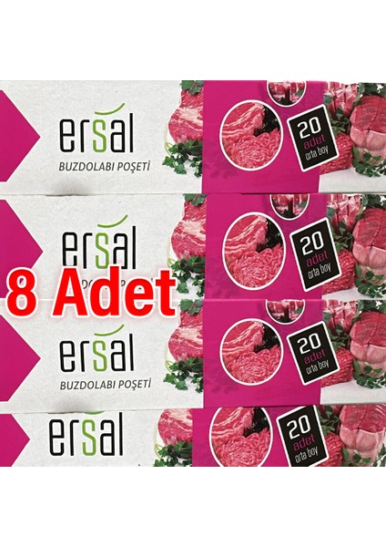 Ersal x 8 Paket Buzdolabı Poşeti Orta Boy ( 20 Adet )
