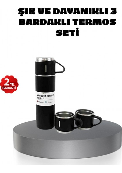 500 ml Paslanmaz Çelik Termos Seti – Sızdırmaz, Vakumlu, Isı Koruma Özellikli, Taşınabilir Termos