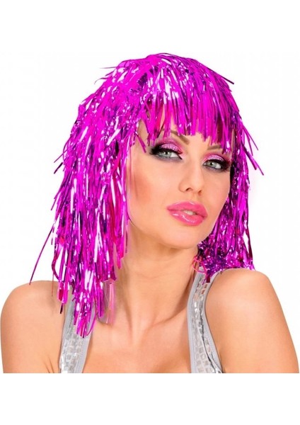Bfs Pembe Fuşya Işıltılı Metalize Parti Peruğu