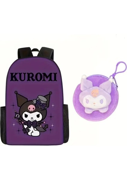 Çocuk Sırt Çantası Kuromi Figürlü Pelüş Cüzdanlı