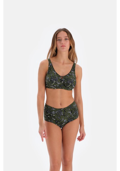 Destekli Yüksek Bel Büyük Beden Bikini