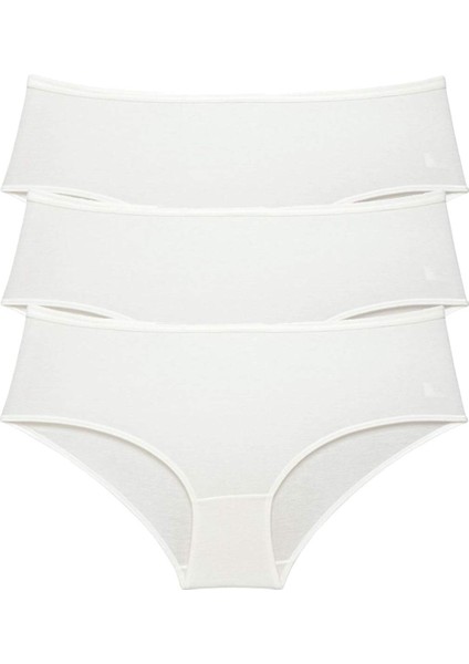 3 Adet Kadın Yüksek Bel Bato Külot Krem modelleri