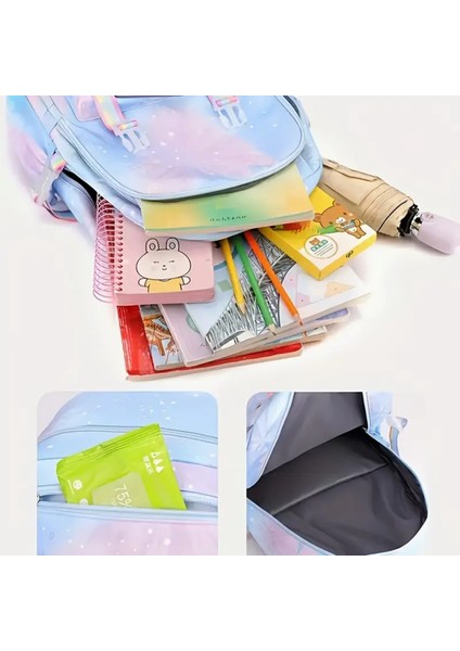 Çocuk Sırt Çantası Hello Kitty Renkli Figürlü 4 Bölmeli Geniş Kapasiteli Mavi (43CM*29CM*15CM) AD11 fiyatları