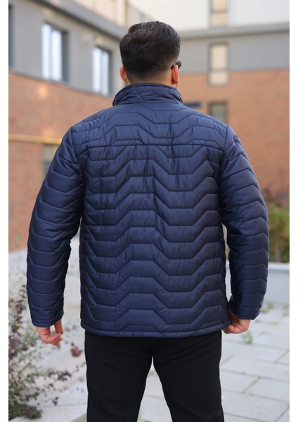 Erkek Kışlık Fermuarlı Günlük Kapitone Lacivert Şişme Mont fırsatları