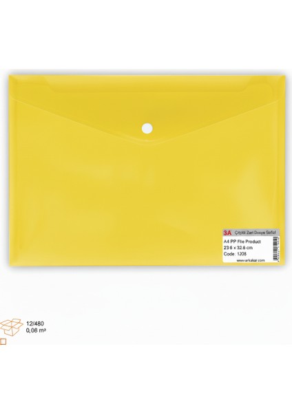 Çıtçıtlı Zarf Dosya 18 Micron Şeffaf / Renkli 5 Adet