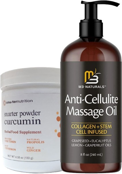 Anti-Cellulite Massage Oil Selülitlerinize 240 ml Masaj Yağı + Smarter Curcumin Fazla Yağlarınıza Masaj Kremi 130 gr