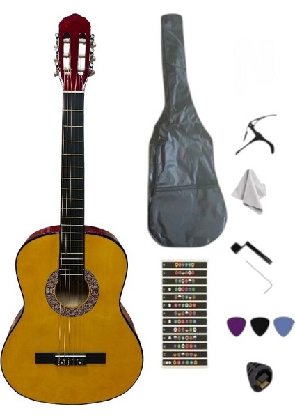 Sap Ayarlı Turuncu 4/4 Tam Boy Klasik Gitar Seti(Kılıf-Pena Dahil)