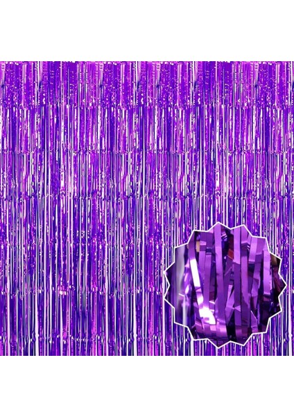 Bfs Mor Renk Ekstra Metalize Parlak Saçaklı Arka Fon Perde Ithal A Kalite 1x2 Metre modelleri