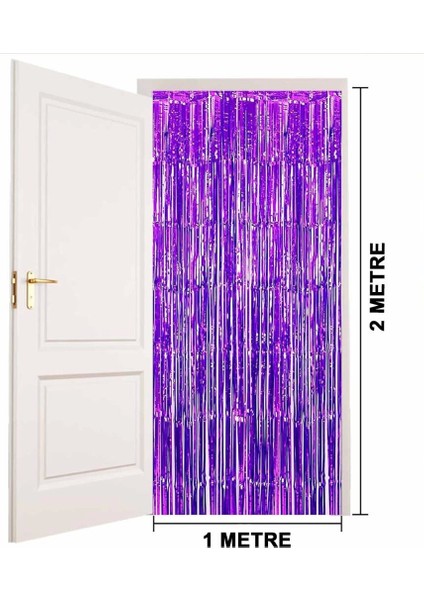 Bfs Mor Renk Ekstra Metalize Parlak Saçaklı Arka Fon Perde Ithal A Kalite 1x2 Metre fırsatları