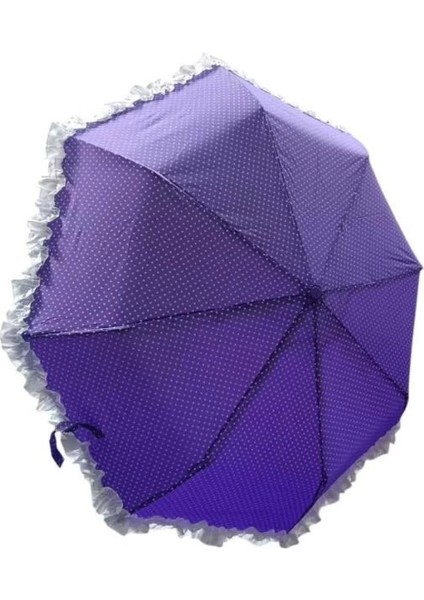 Bfs TK-3665 Katlanır Otomatik Şemsiye 8 Telli Desenli Fırfırlı