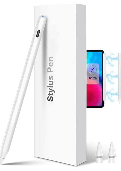 iPad Air 4/5 Nesil 10.9 ile Uyumlu Tablet Kalemi Pencil Avuç İçi Reddi Manyetik Şarj 2xUç