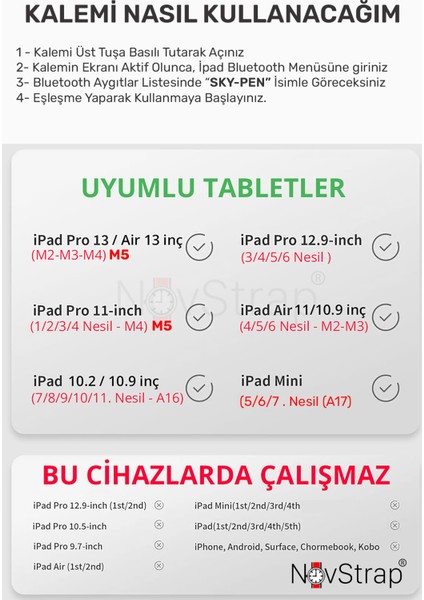 iPad Air 4/5 Nesil 10.9 ile Uyumlu Tablet Kalemi Pencil Avuç İçi Reddi Manyetik Şarj 2xUç