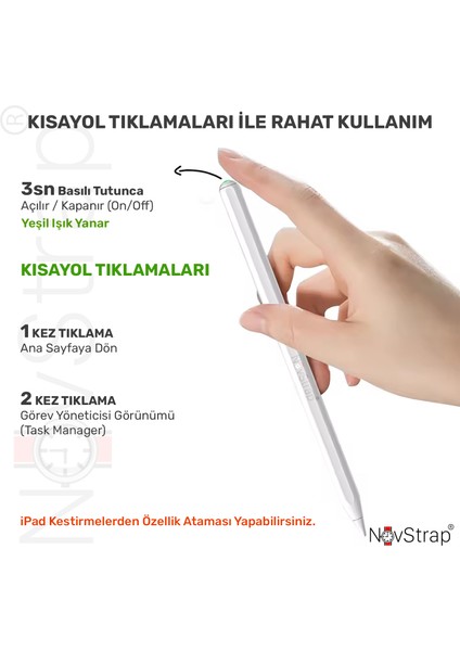 iPad Air 4/5 Nesil 10.9 ile Uyumlu Tablet Kalemi Pencil Avuç İçi Reddi Manyetik Şarj 2xUç