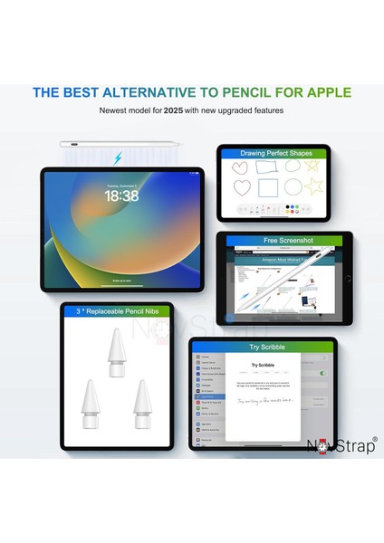 iPad Air 4/5 Nesil 10.9 ile Uyumlu Tablet Kalemi Pencil Avuç İçi Reddi Manyetik Şarj 2xUç