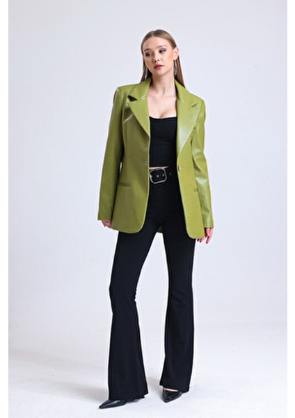 Kadın Suni Deri Büyük Beden Deri Ceket | CKT33280