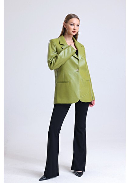 Kadın Suni Deri Büyük Beden Deri Ceket | CKT33280