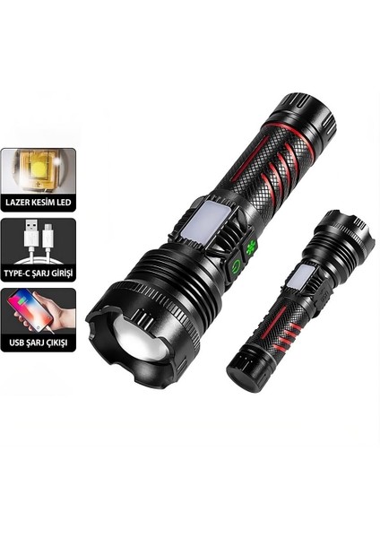 Şarjlı Zoomlu Metal El Feneri fırsatları