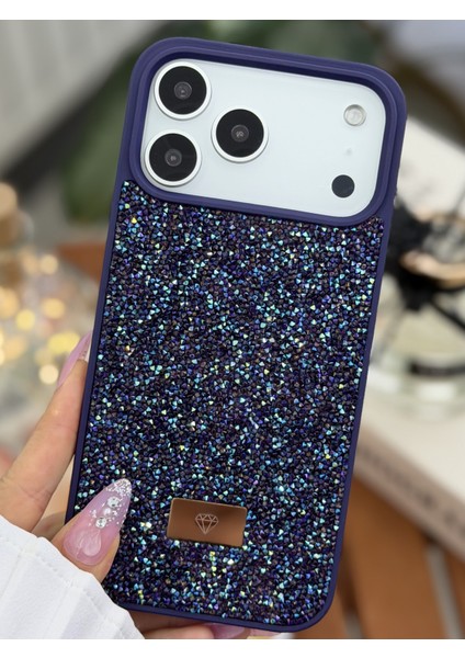 Iphone 17 Promax Uyumlu Elmas Tasarımlı Taşlı Işıltılı Parlak Pırlanta Kılıf