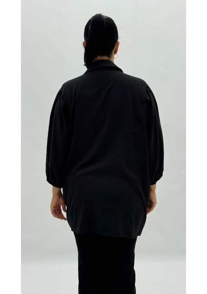 Büyük Beden Düğmeli Taşlı Kapri Kol Oversize Kadın Gömlek fırsatları