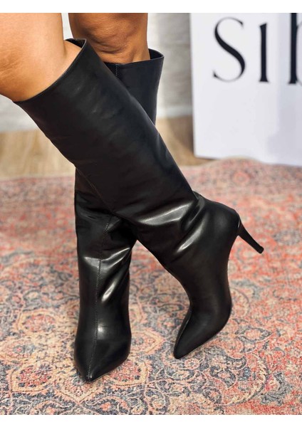 Neva Kadın Ince Topuklu Sivri Burun Siyah Çizme fiyatları