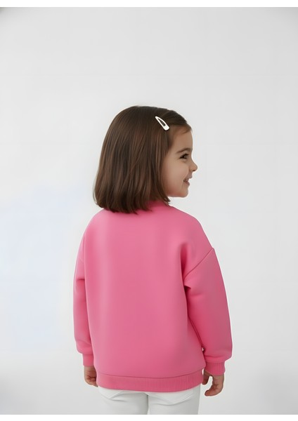 Kız Çocuk Çiçek Baskılı Sweatshirt