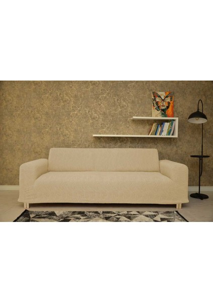 Koltuk Örtüsü Giydirmeli 3+3+1+1 Jakar Likralı Krem modelleri