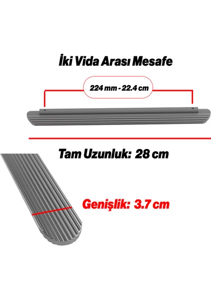 Kanal Kulp Füme Kanallı Çizgili 224 mm 24 cm Metal Mobilya Çekmece Dolap Kapak Kulpu Modern Kulplar fiyatları