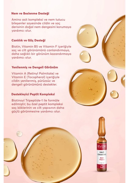 Multi Vitamin Hair Cocktail | Dökülme Karşıtı Saç/kaş Bakım Serumu 2ml x 10 Ampul (Vitamin Kompleksi + Peptid Içerikli) fırsatları