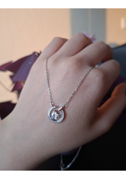 925 Ayar Gümüş Kalpli Zirkon Taş Model Genç/yetişkin Kadın Kolyesi fiyatları