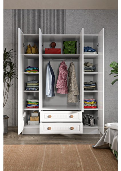 Bohem 4 Kapak 2 Çekmece Aynalı Gardırop Mdf Kapak fiyatları