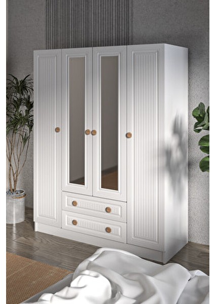 Bohem 4 Kapak 2 Çekmece Aynalı Gardırop Mdf Kapak modelleri