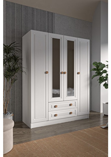 Bohem 4 Kapak 2 Çekmece Aynalı Gardırop Mdf Kapak fırsatları