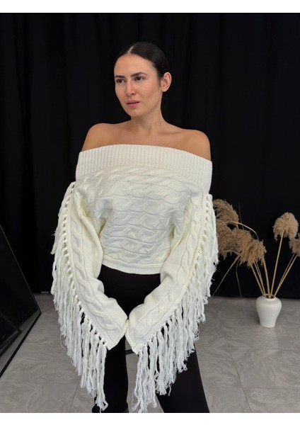 Özel Tasarım Püskülü Kayık Yaka Kazak fiyatları