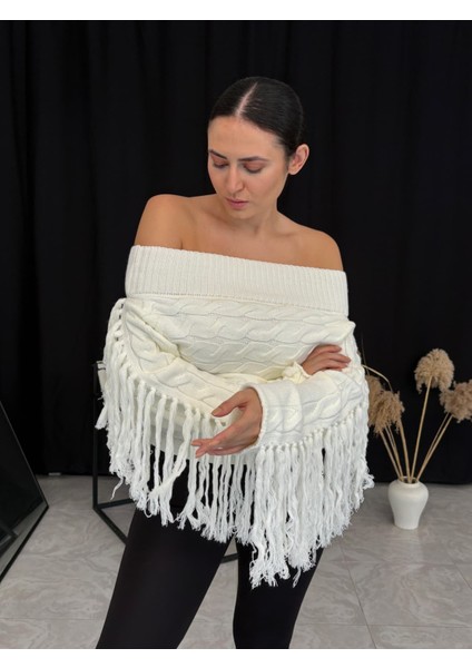 Özel Tasarım Püskülü Kayık Yaka Kazak modelleri