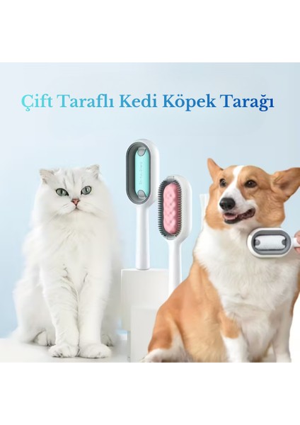 Çift Taraflı Kedi Köpek Tarağı Masaj Etkili Buharlı Kedi Fırçası Su Hazneli Tüy Toplayacı Tarak