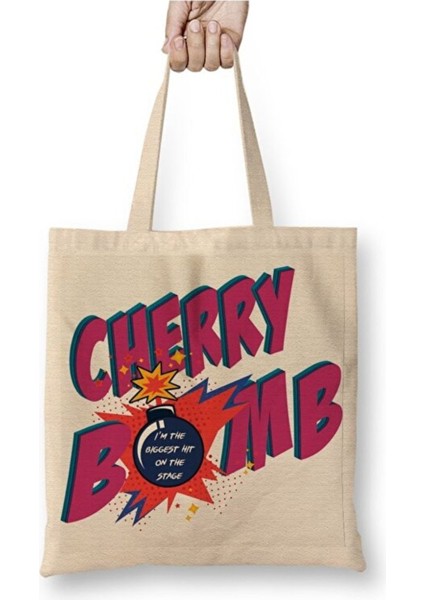 Nct 127 Cherry Bomb Beyaz Bez Çanta Uzun Saplı Alışveriş Çantası Plaj Çantası