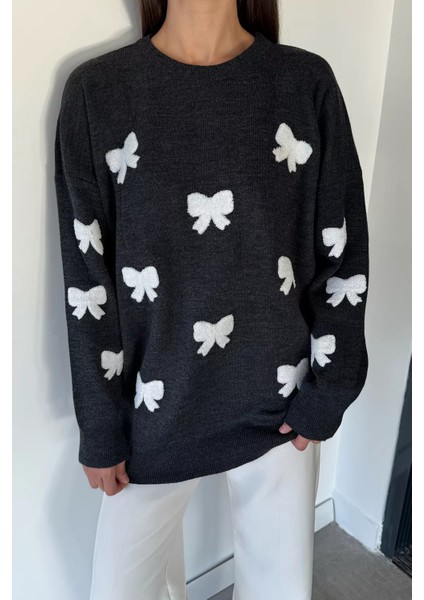 Kadın Fiyonklu Oversize Triko Kazak P-00018498